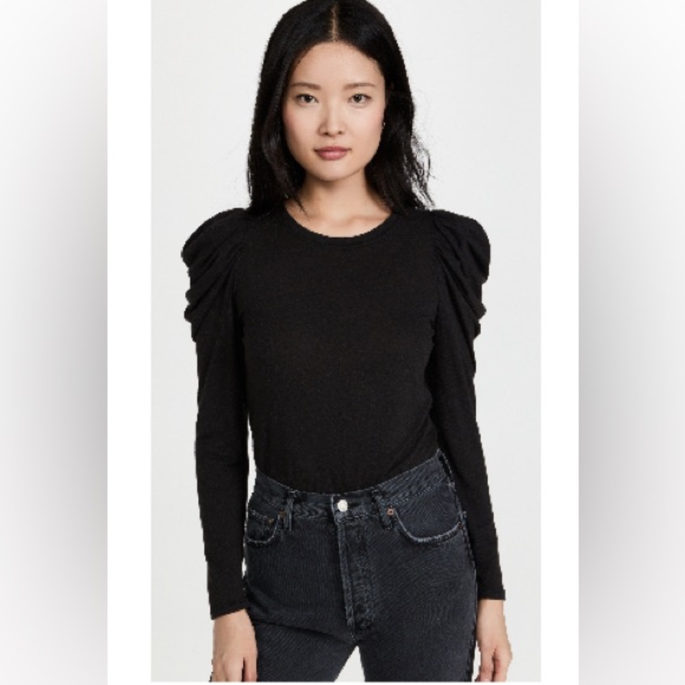 Z Supply Cece Heathered Black Puff Sleeve Tee, Small